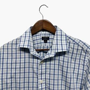 J.CREW Performance Shirt Mens‎ Size M Blue Plaid Long Sleeve Button Up Slim Fit